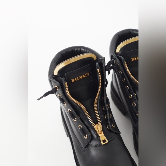 Balmain Shoes - Balmain Black Leather Taiga Moto Biker Ranger Boots